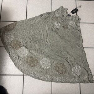 Fashion Force- Gray Batik Print Boho Sundress Free Size